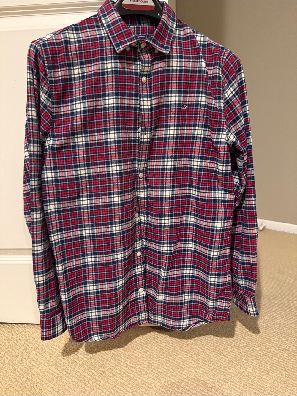 Vineyard Vines Blue Plaid Button Up Flannel Whale Shirt XL